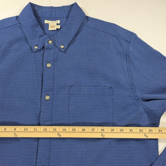 Carbon 2 Cobalt Button Shirt Mens L Blue Textured Pointillism Polka Dot Casual - Picture 7 of 9